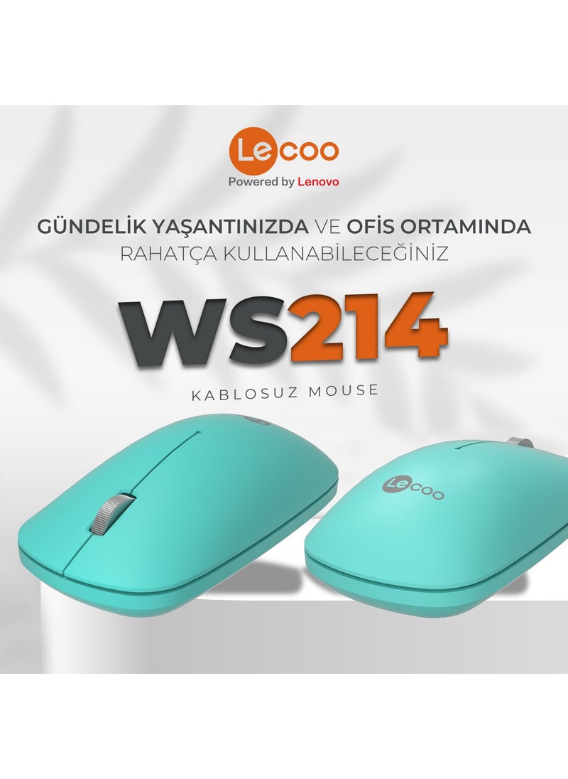 WS214 Wireless 1200DPI 3-Button Optical Mouse Turquoise