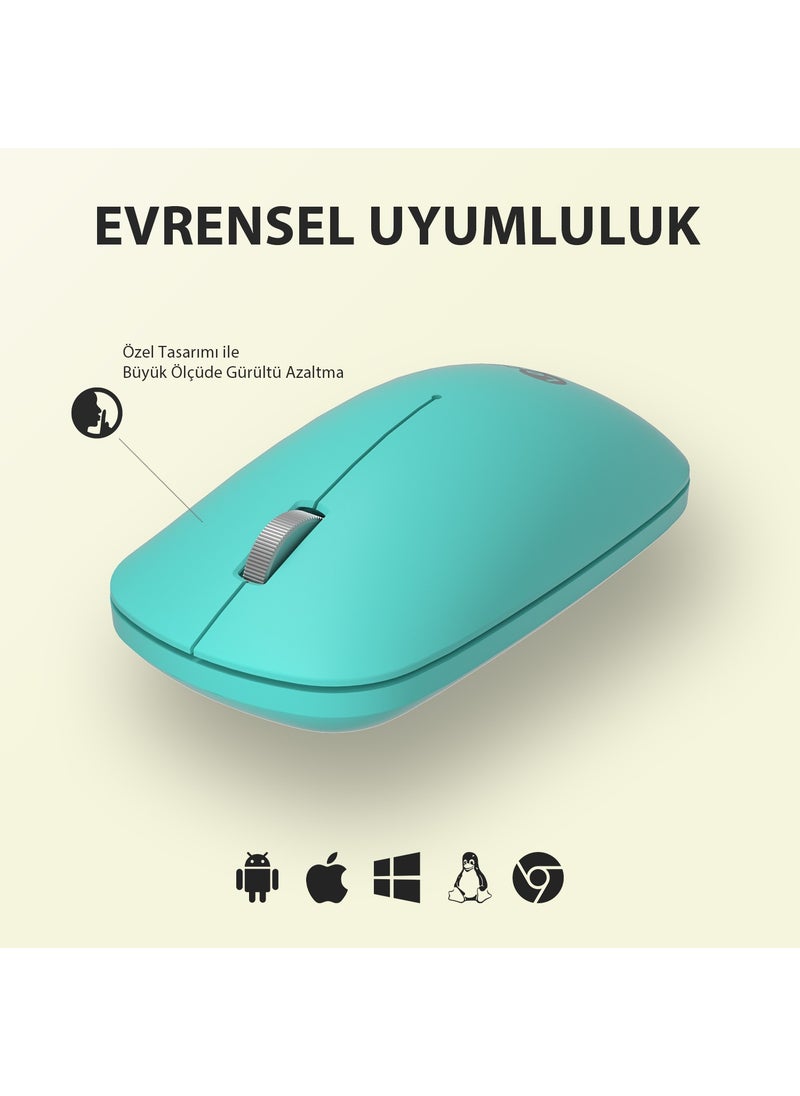 WS214 Wireless 1200DPI 3-Button Optical Mouse Turquoise