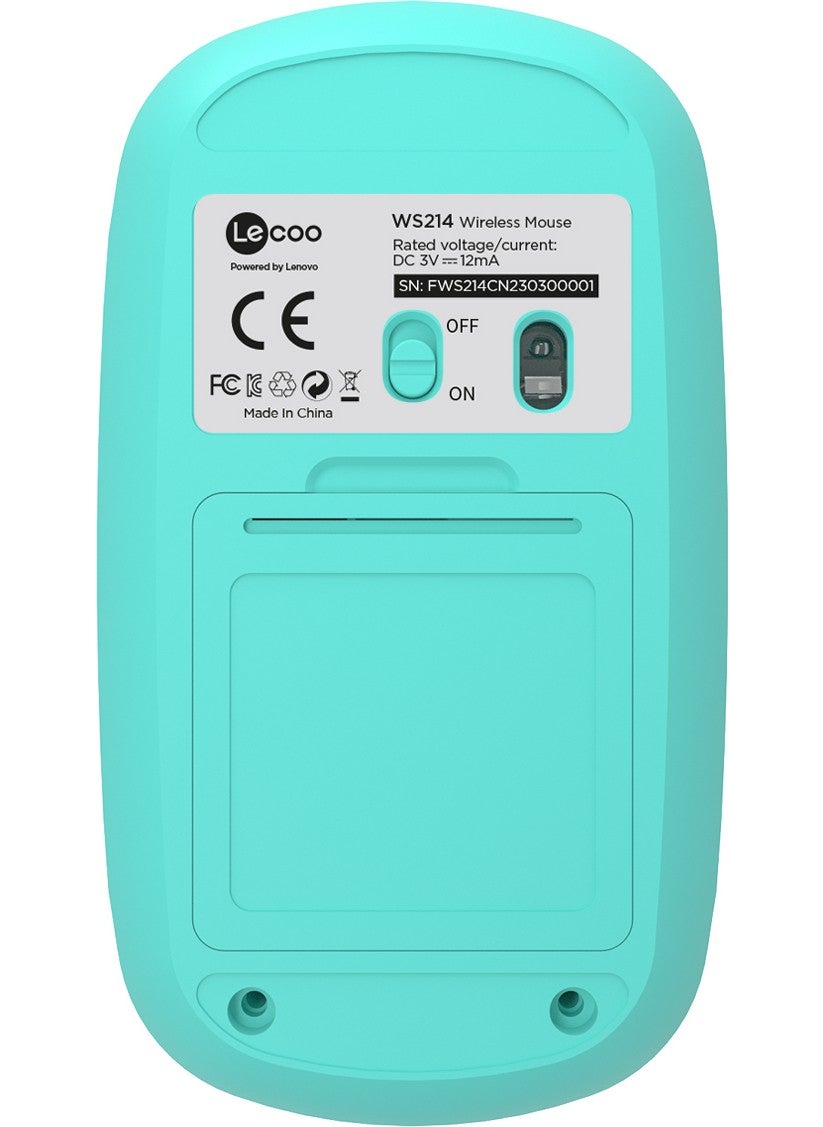 WS214 Wireless 1200DPI 3-Button Optical Mouse Turquoise