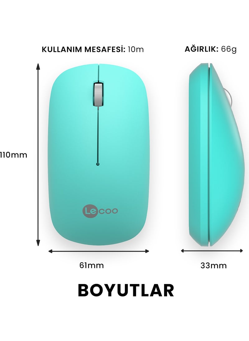 WS214 Wireless 1200DPI 3-Button Optical Mouse Turquoise