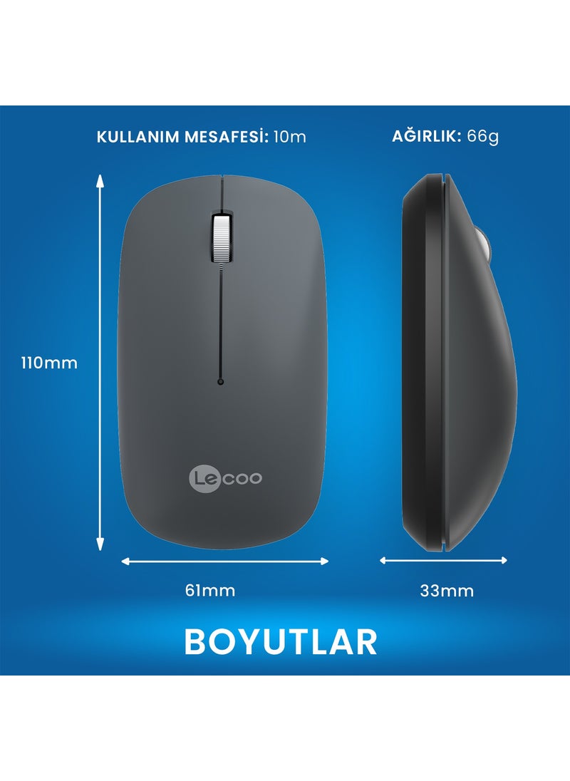 WS214 Wireless 1200DPI 3-Button Optical Mouse Gray