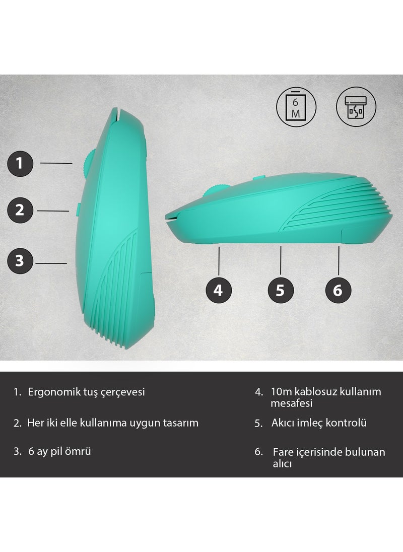 Lenovo WS202 Wireless 1200DPI 4-Button Optical Mouse Turquoise