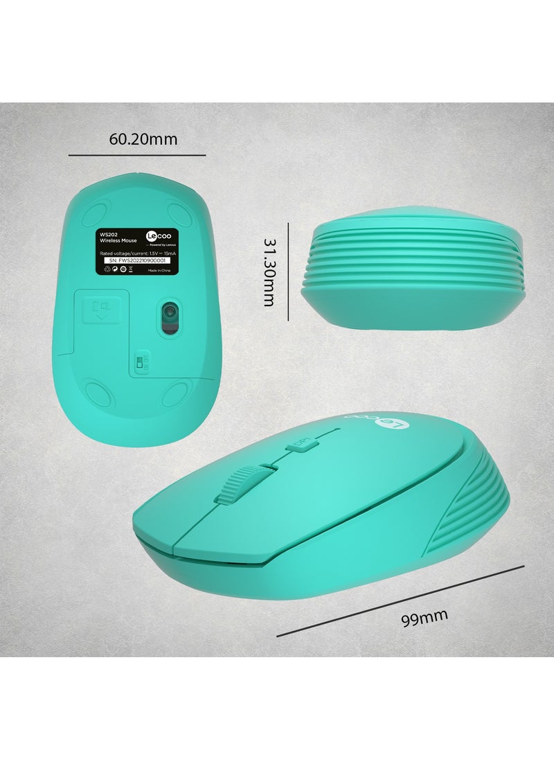 Lenovo WS202 Wireless 1200DPI 4-Button Optical Mouse Turquoise
