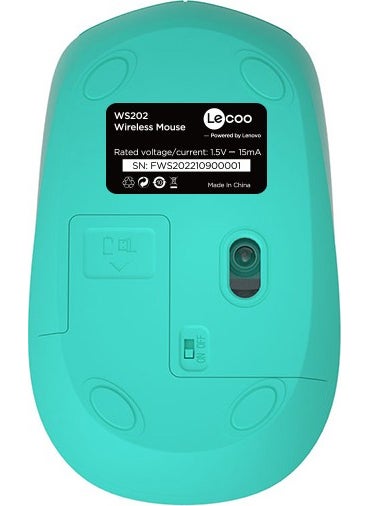Lenovo WS202 Wireless 1200DPI 4-Button Optical Mouse Turquoise