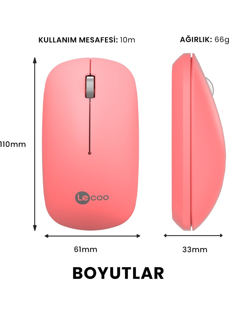WS214 Wireless 1200DPI 3-Button Optical Mouse Pink