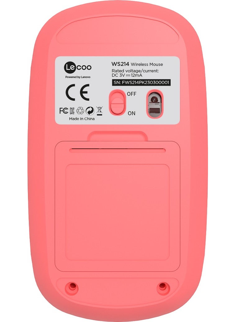 WS214 Wireless 1200DPI 3-Button Optical Mouse Pink