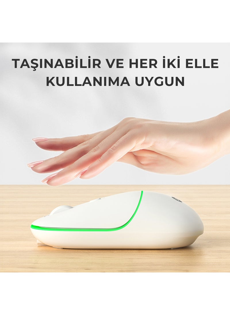 WS210 Dual Mode RGB 2.4GHz WiFi + Bluetooth 1600DPI 6 Key Rechargeable Silent Compact Wireless Optical Mouse Black
