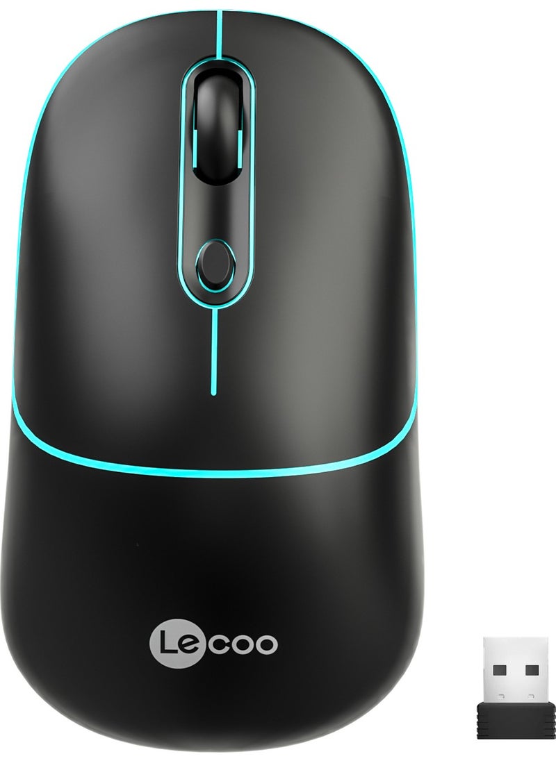 WS210 Dual Mode RGB 2.4GHz WiFi + Bluetooth 1600DPI 6 Key Rechargeable Silent Compact Wireless Optical Mouse Black