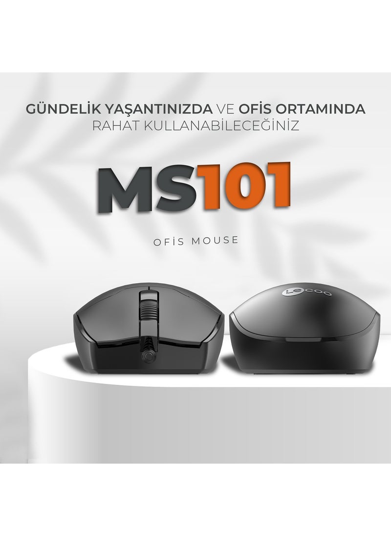 MS101 USB Wired 1200DPI 3-Button Optical Mouse Black