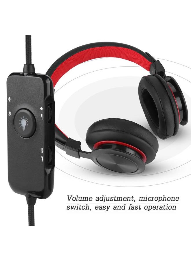 NUBWO N10 Wired Gaming Bass Earphone Headphone Over Ear Headset (Black + Red)
