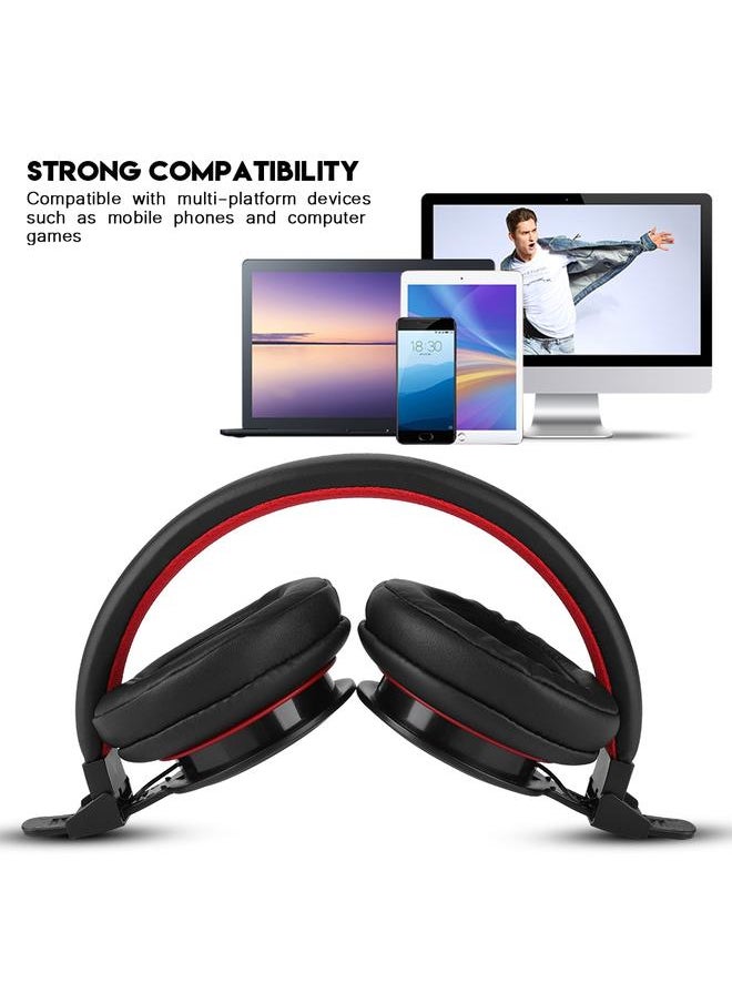 NUBWO N10 Wired Gaming Bass Earphone Headphone Over Ear Headset (Black + Red)