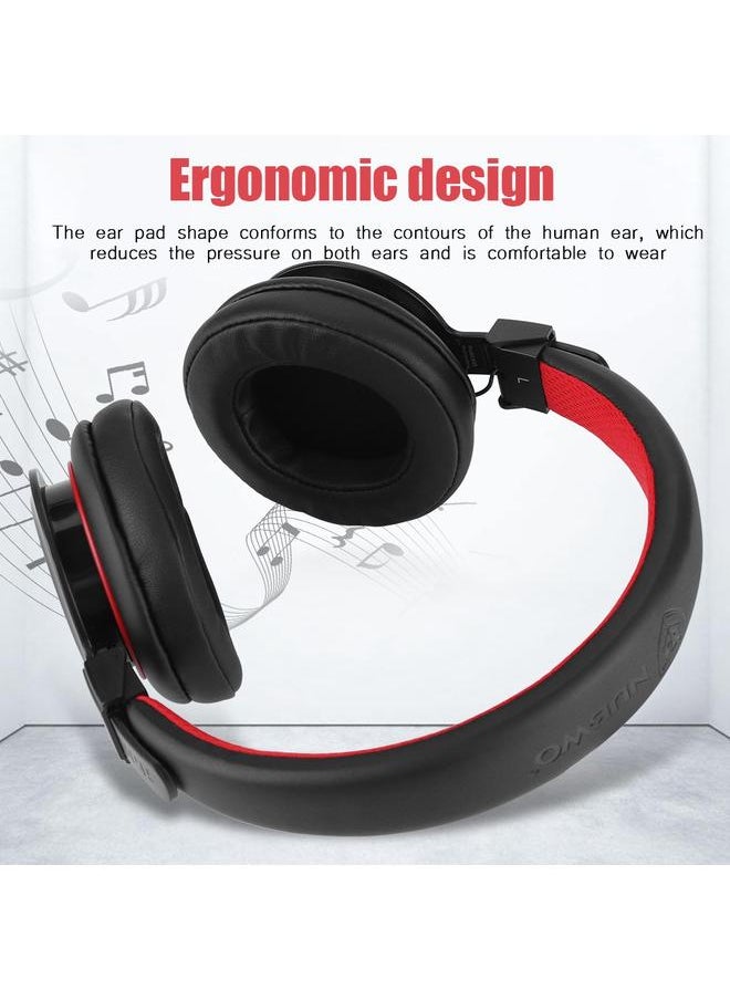 NUBWO N10 Wired Gaming Bass Earphone Headphone Over Ear Headset (Black + Red)