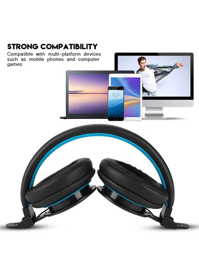 NUBWO N10 Wired Gaming Bass Earphone Headphone Over Ear Headset (Black + Blue)