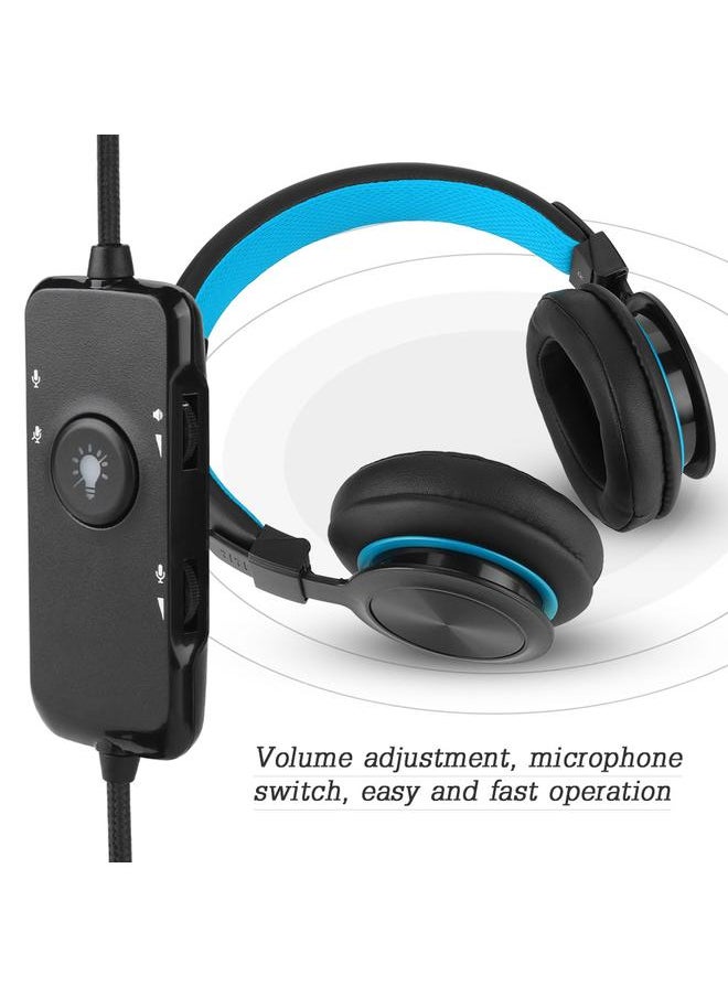 NUBWO N10 Wired Gaming Bass Earphone Headphone Over Ear Headset (Black + Blue)