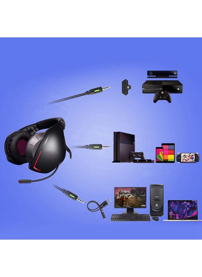 3.5mm Stereo Bass Competitive Gaming Headset E-sports Wired Headphone + Mic (Black+red)