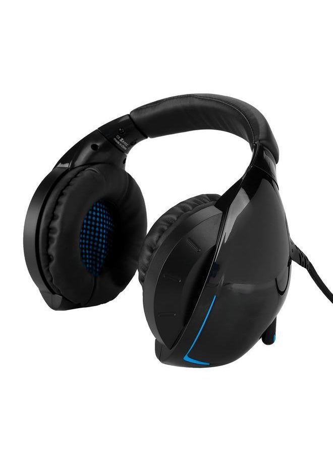 3.5mm Stereo Bass Competitive Gaming Headset E-sports Wired Headphone + Mic (Black+blue)
