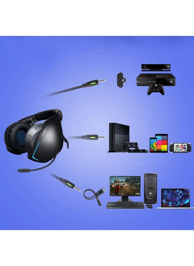 3.5mm Stereo Bass Competitive Gaming Headset E-sports Wired Headphone + Mic (Black+blue)
