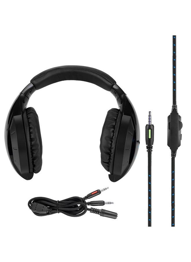 3.5mm Stereo Bass Competitive Gaming Headset E-sports Wired Headphone + Mic (Black+blue)