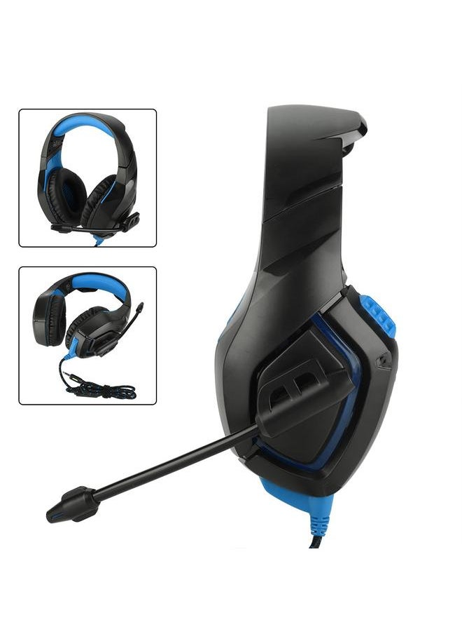 Stereo Gaming Headset Wired Headphone with Mic for PS4/PS4 Pro/Xbox one/Xbox one S Black+Blue
