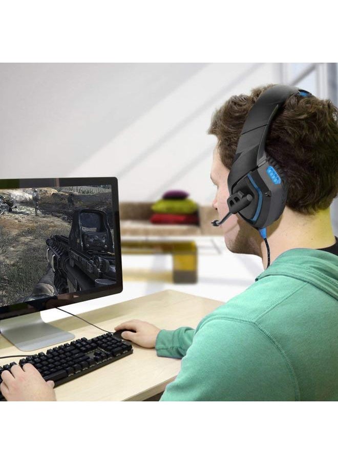 Stereo Gaming Headset Wired Headphone with Mic for PS4/PS4 Pro/Xbox one/Xbox one S Black+Blue