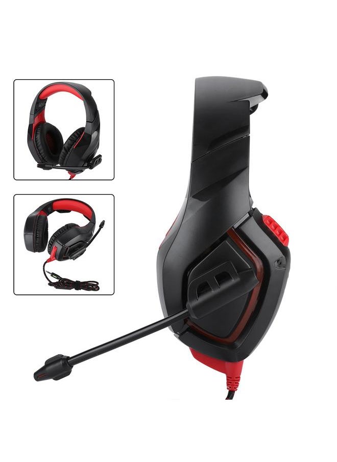 Stereo Gaming Headset Wired Headphone with Mic for PS4/PS4 Pro/Xbox one/Xbox one S Black+Red