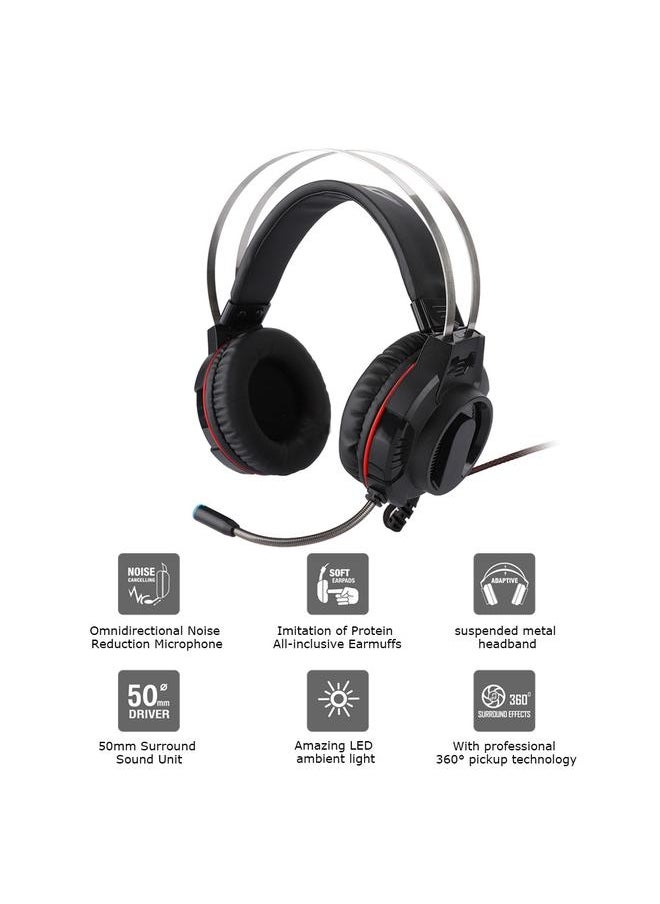 Ajazz AX260 3.5mm Stereo PC Competitive Gaming Headset E-sports Wired Headphone + Mic