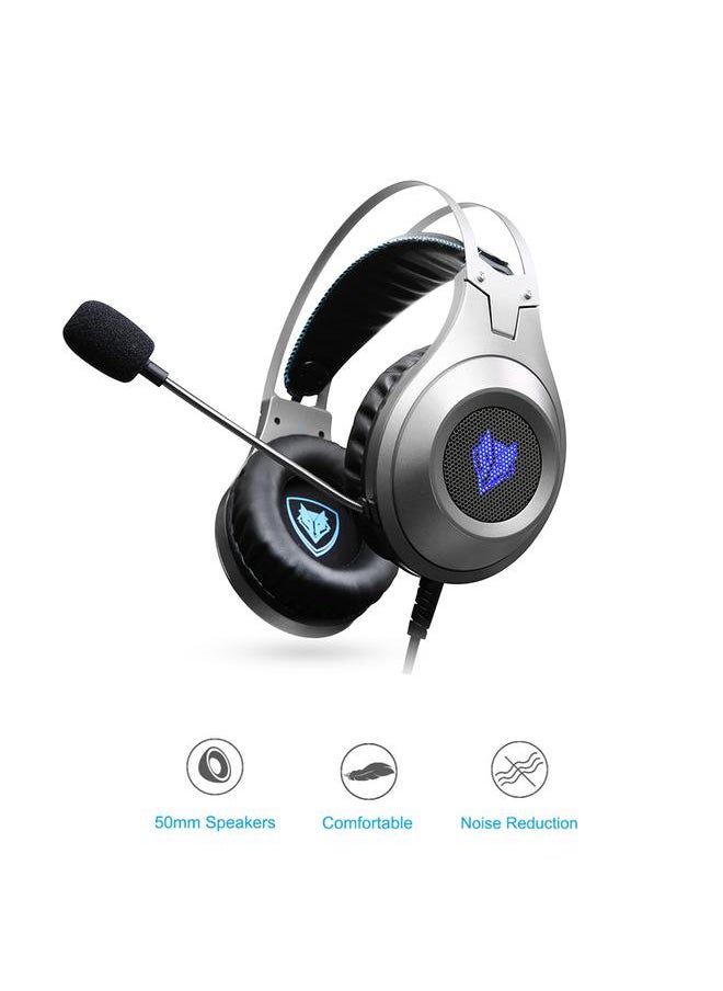 NUBWO N2 Wired Stereo Gaming Headset Headphone with Microphone for PS4/PS4 Pro(Silver)