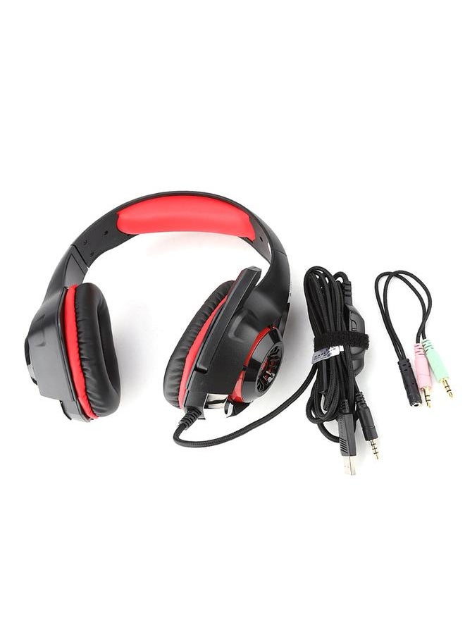 Black Red 3.5mm Gaming Headset USB E-sports Wired Headset with Microphone