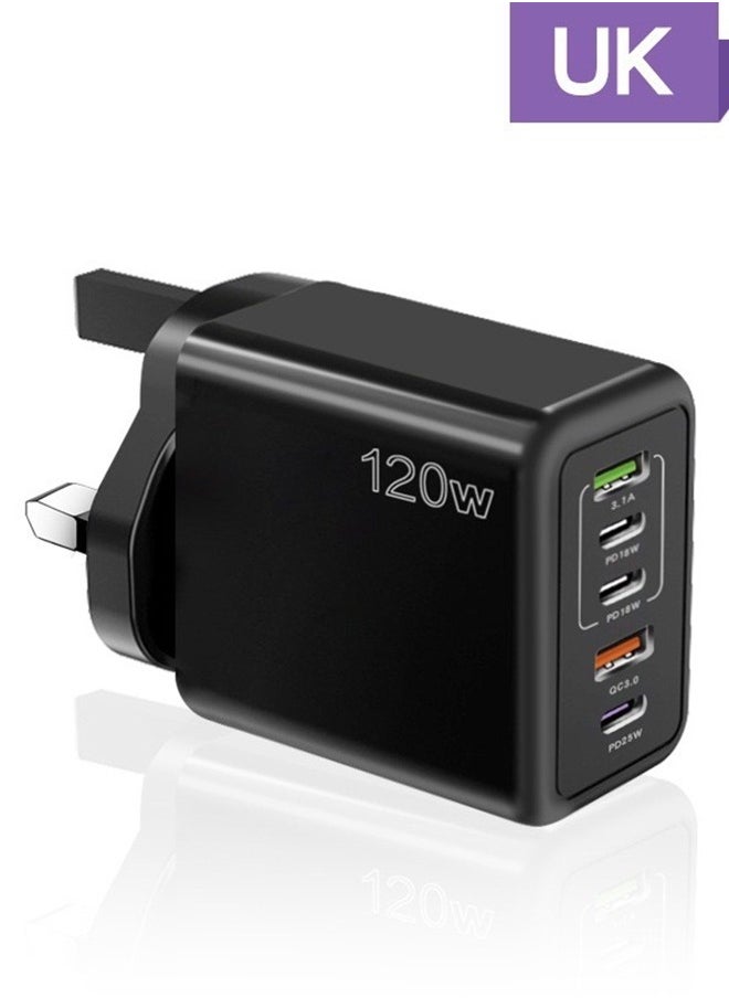 120W cell phone fast charger Type-c European, American and British PD+USB for Apple 15 Huawei Samsung Xiaomi and other multi-port charging head