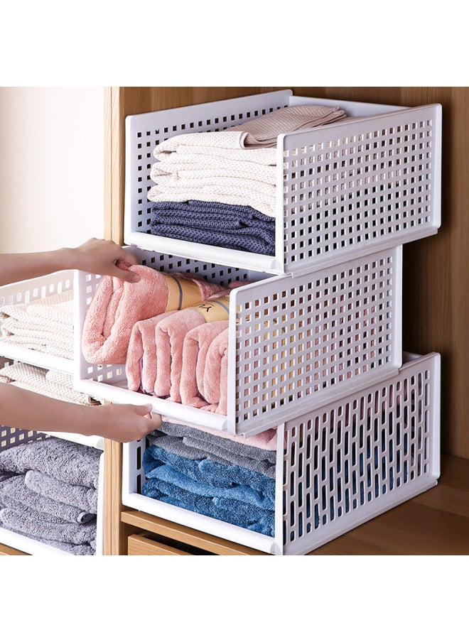 Wardrobe Storage Layered Wardrobe Partition Cabinet Layered Rack Clothes Organizer Shelf Basket Drawer-type Storage Box Desktop-Color:TaLL StyLe  Medium Size 40L