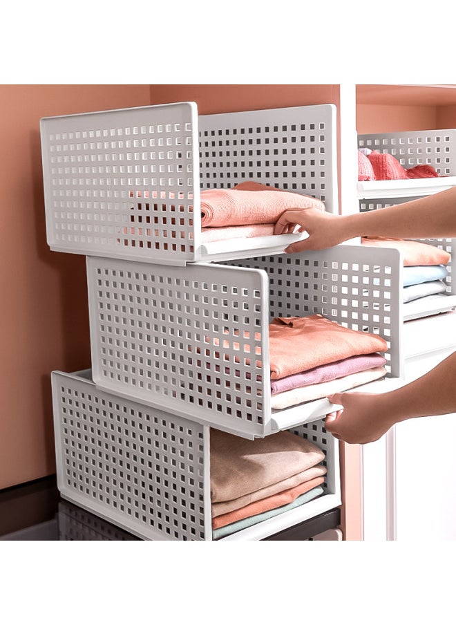 Wardrobe Storage Layered Wardrobe Partition Cabinet Layered Rack Clothes Organizer Shelf Basket Drawer-type Storage Box Desktop-Color:TaLL StyLe  Medium Size 40L