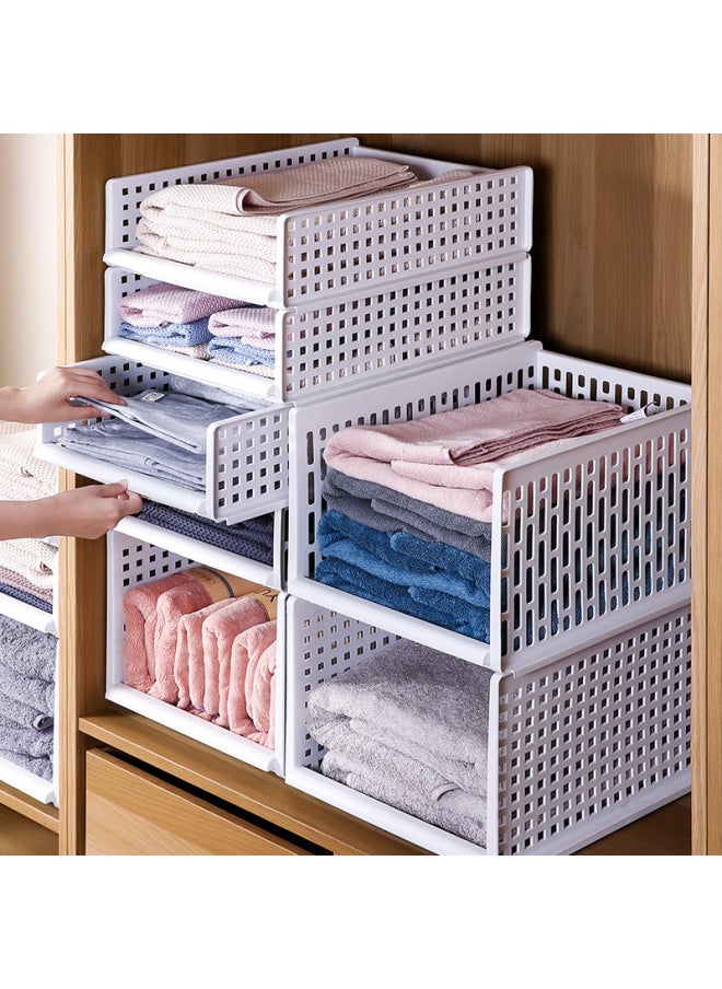 Wardrobe Storage Layered Wardrobe Partition Cabinet Layered Rack Clothes Organizer Shelf Basket Drawer-type Storage Box Desktop-Color:TaLL StyLe  Medium Size 40L