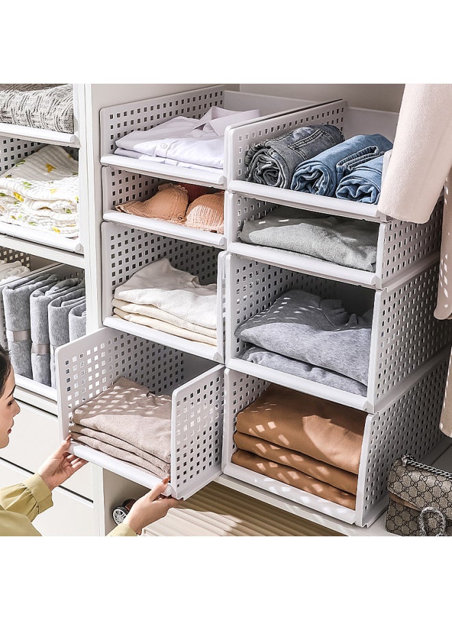 Wardrobe Storage Layered Wardrobe Partition Cabinet Layered Rack Clothes Organizer Shelf Basket Drawer-type Storage Box Desktop-Color:TaLL StyLe  Medium Size 40L