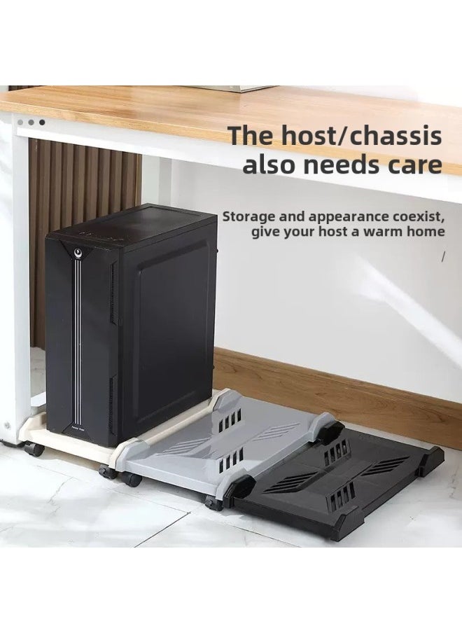 Desktop Computer Host Chassis Bracket Movable Roller Chassis Bracket Base Tray Home Office Bracket-Color:Classic Gray