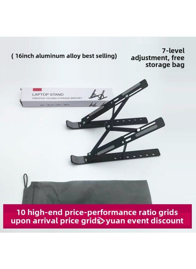 Notebook Stand N3 Single Fork Aluminum Alloy 7-speed Adjustment 16-inch Portable Folding Tablet Stand Wholesale-Colour:Aluminum Alloy 16inch N3—black
