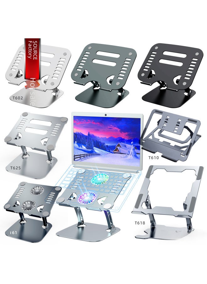 Aluminum Alloy Adjustable Foldable Double Layer Laptop Computer Stand Desktop Tablet Notebook Holder Heat Dissipation Base-Color:T636-silver
