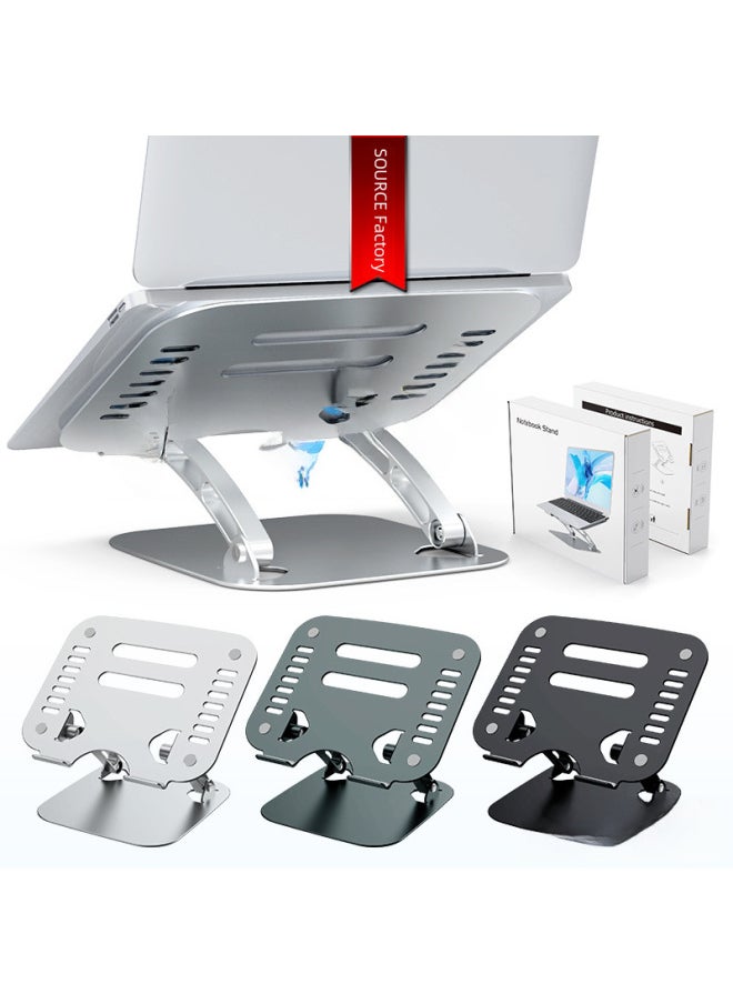 Aluminum Alloy Adjustable Foldable Double Layer Laptop Computer Stand Desktop Tablet Notebook Holder Heat Dissipation Base-Color:T636-silver