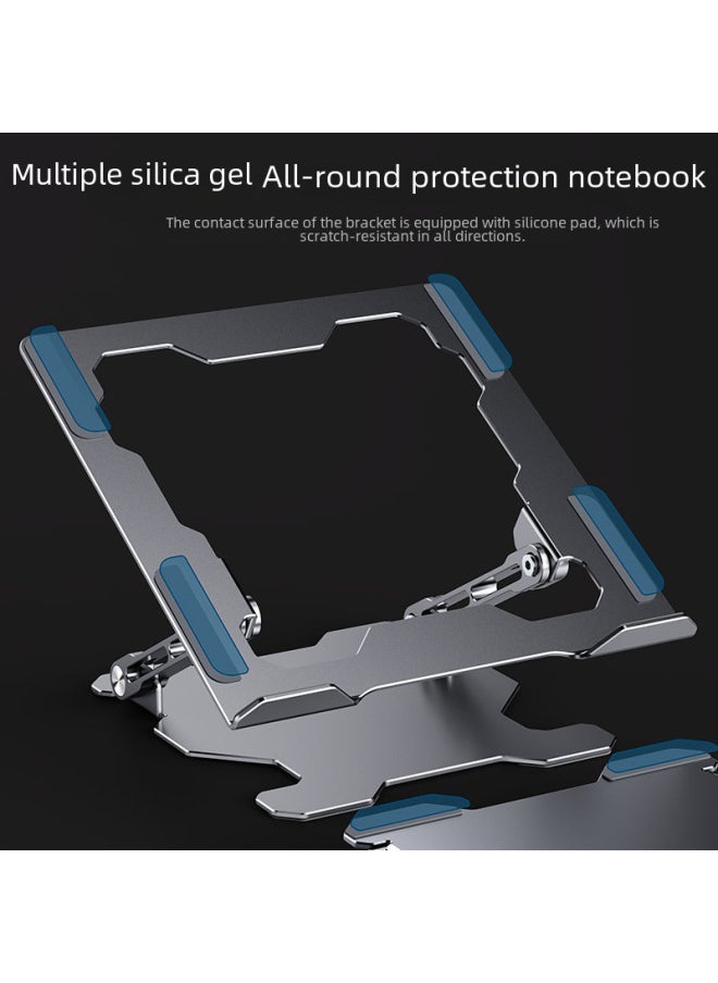 Aluminum Alloy Adjustable Foldable Double Layer Laptop Computer Stand Desktop Tablet Notebook Holder Heat Dissipation Base-Color:T636-silver