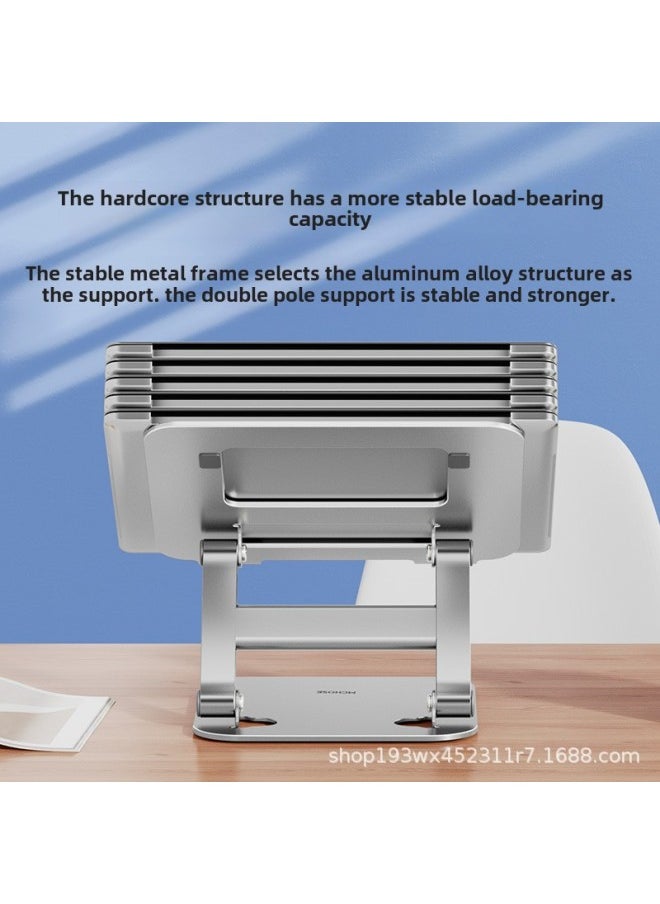 Carbon Steel Computer Bracket Metal Lifting Laptop Tablet Heat Dissipation Desktop Bracket-Color:Carbon Steel Gray With Aluminum Alloy Crossbar