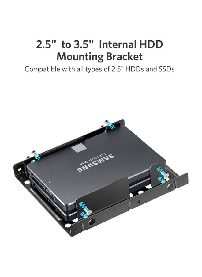 Desktop Package 2.5 To 3.5 Inch Dual-disk SSD Hard Disk Bracket SATA Hard Disk Cable Power Cord Screwdriver-Color:Black Bracket + Screw + Screwdriver