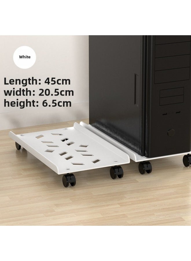 Computer Host Bracket Movable Rack Pulley Finishing Storage Rack Computer Mobile Rack Direct Wholesale-Color:White Classic/thick 1.2mm Cold Rolled Steel [universal Wheel With Brake]]