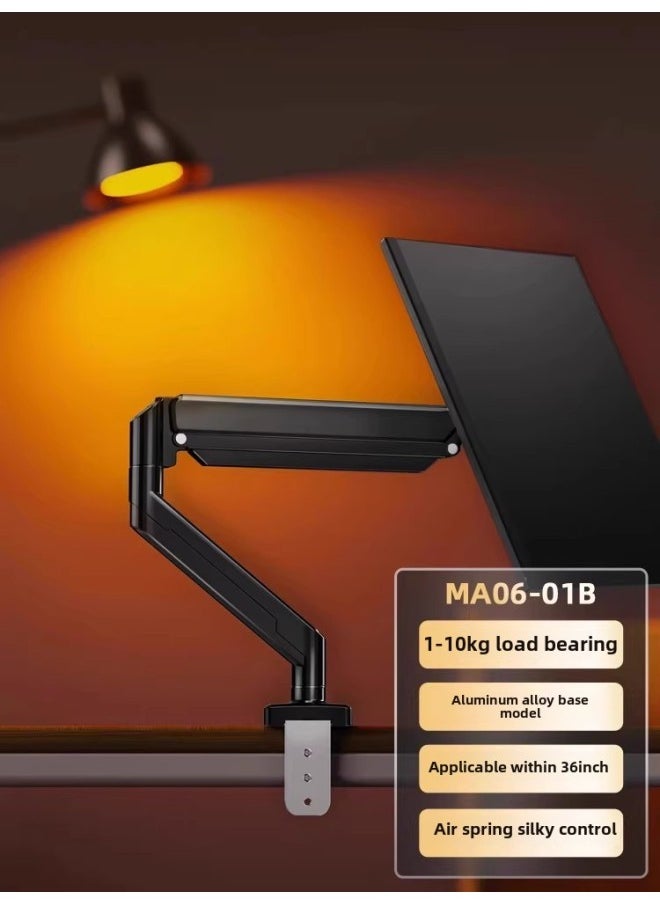 Computer Monitor Bracket Desktop Elevated Rack Rotating Screen Punch-Free Dual-Screen Desktop Display Hanger Base-Color:Single Screen Dark Night Black-[36-inch Air Pressure Hover] 10KG Load Bearing