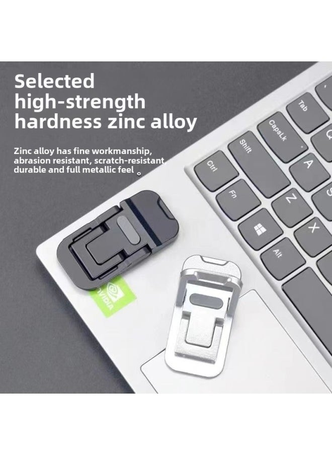 Zinc Alloy Laptop Stand Invisible Height-raising Mini Ultra-thin Convenient Folding Keyboard Computer Pad High Cooling Rack-Color:First Gear Black