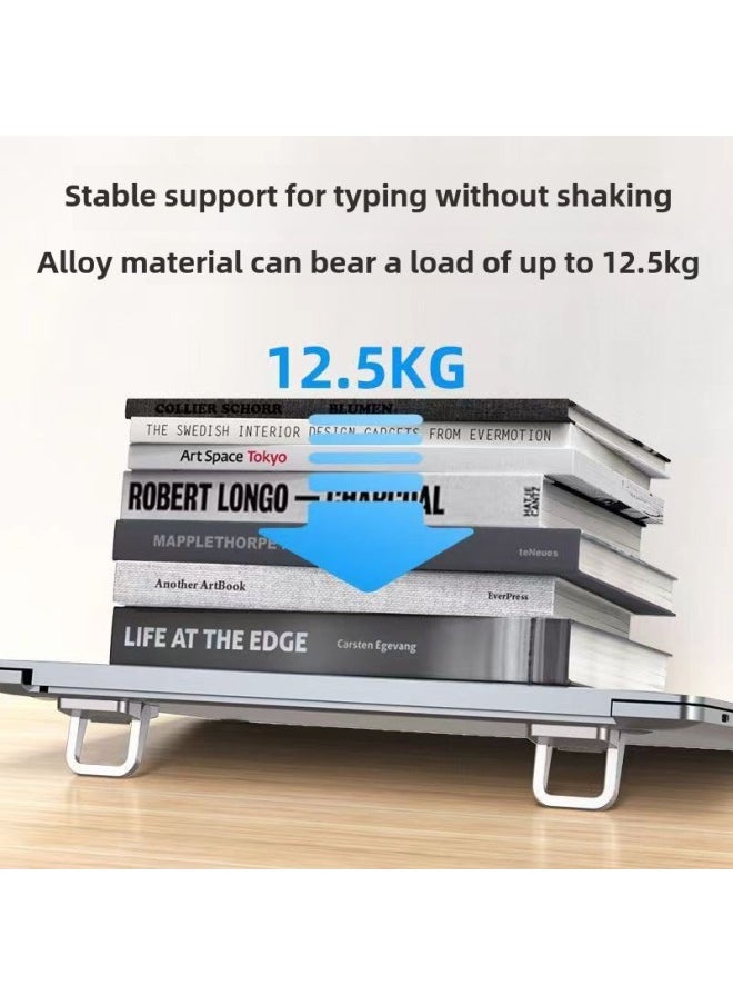 Zinc Alloy Laptop Stand Invisible Height-raising Mini Ultra-thin Convenient Folding Keyboard Computer Pad High Cooling Rack-Color:First Gear Black