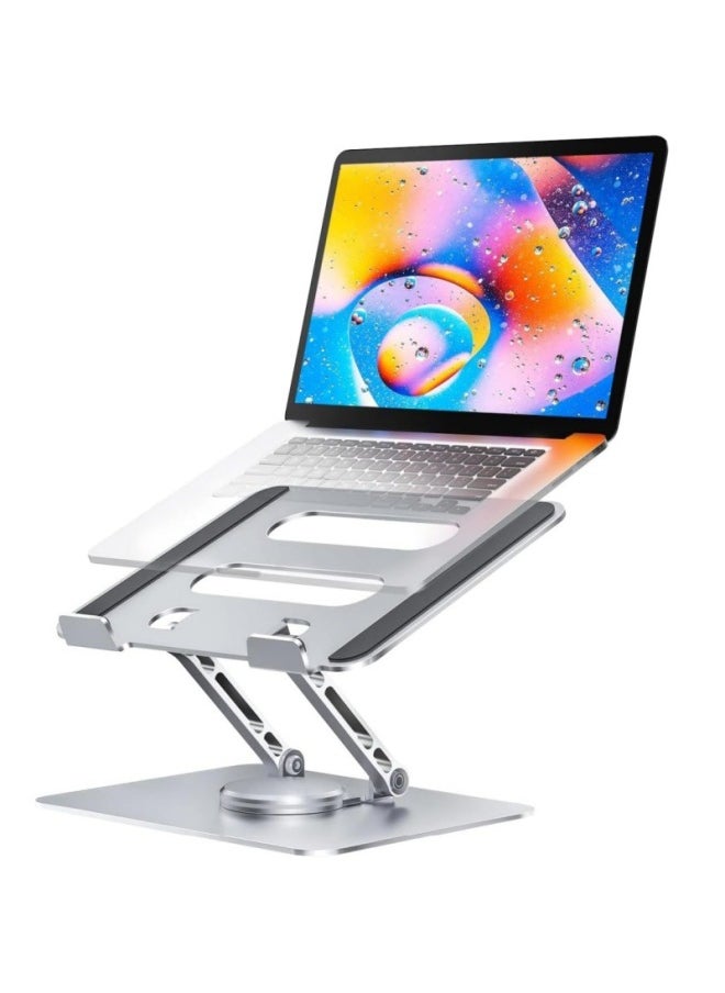 Notebook Stand Desktop 360-degree Rotating Heightening Base Office Game Cooling Stand Projector Computer Stand-Color:D086 Notebook Rotating Stand: Gray