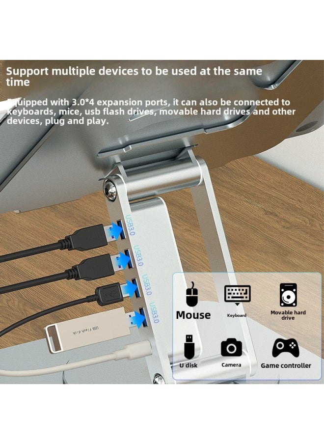 Extended Dock Laptop Stand Desktop Computer Stand All-metal Rotating Folding Advanced Computer Stand Wholesale-Color:A16 Rotary Silver