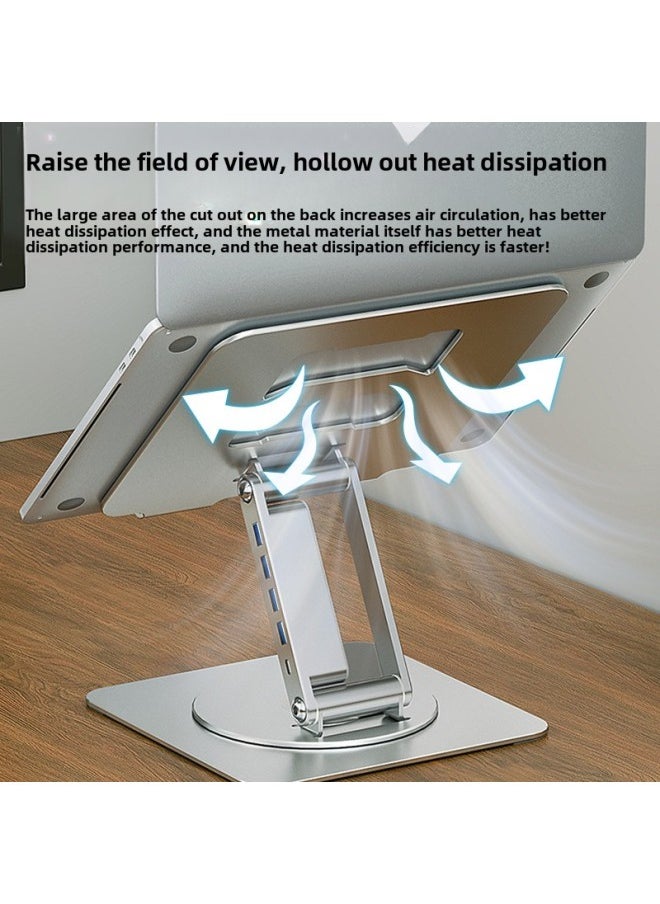 Extended Dock Laptop Stand Desktop Computer Stand All-metal Rotating Folding Advanced Computer Stand Wholesale-Color:A16 Rotary Silver
