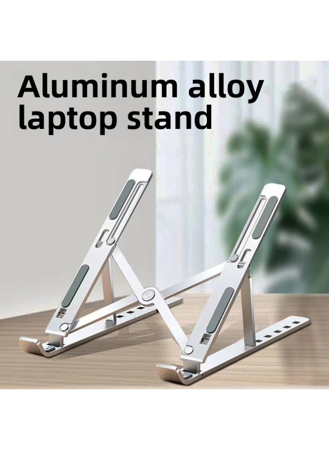 Laptop Stand Multi-level Folding Portable Base Heat Pad High Bracket Aluminum Alloy Desktop Stable Computer Stand-Color:18inch Gray