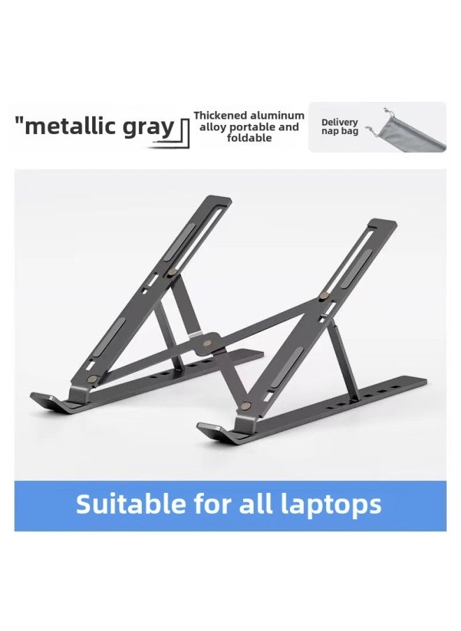 Laptop Stand Multi-level Folding Portable Base Heat Pad High Bracket Aluminum Alloy Desktop Stable Computer Stand-Color:18inch Gray