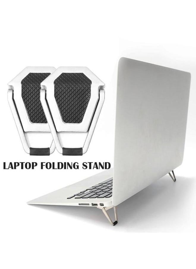 Shield Laptop Bracket Desktop Elevated Heat Dissipation Bracket Invisible Folding Portable Aluminum Alloy Small Bracket-Color:Two-speed Alloy Silver